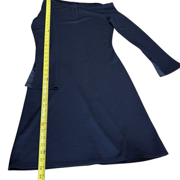 Elite Tahari Dress Black Keyhole Small L/S Vamp Goth Gothic Witchy Officesiren - Picture 9 of 9